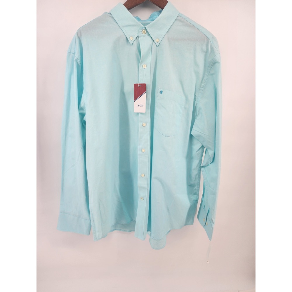 IZOD Mens XL Light Blue Long Sleeve Button Down Shirt New With Tags Aqua